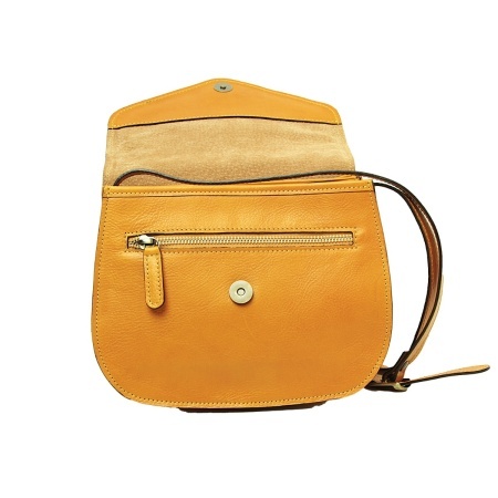 Borsa a tracolla di vitello pieno fiore-Ocra - Img 3