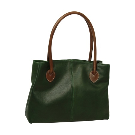 BORSA DA DONNA A DUE MANICI BICOLORE IN PELLE PIENO FIORE-VERDE - Img 2