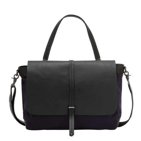 DUDU Borsa Donna Grande a Spalla in Pelle e Tessuto Canvas Bicolore da Postino con Tracolla staccabile - Img 1