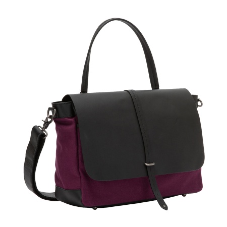 DUDU Borsa Donna Grande a Spalla in Pelle e Tessuto Canvas Bicolore da Postino con Tracolla staccabile - Img 3