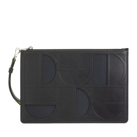 DUDU Bustina da Polso in Pelle e Tessuto con Cerniera – Busta Pochette Uomo Donna Elegante e Compatta con Laccetto Removibile - Img 2