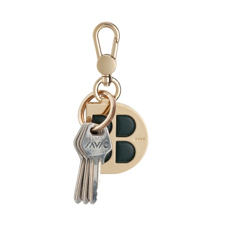 DUDU Portachiavi in Metallo a Forma di D con Inserti in Vera Pelle, Portachiavi Dorato con Moschettone e Anello, Portachiavi per Auto Casa Ufficio - Img 3