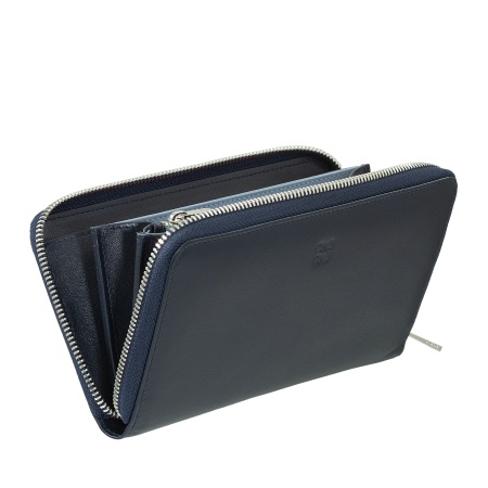 DUDU Portafoglio donna grande RFID di vera pelle colorato zip around - Img 3
