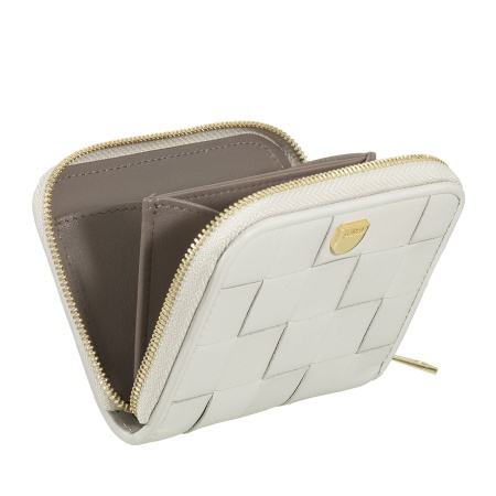 DUDU Portafoglio Donna Piccolo in Pelle Intrecciata Zip Around – Elegante e Compatto, Porta Carte, Portamonete e Banconote con Cerniera - Img 3