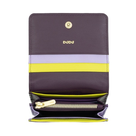 DUDU Portafoglio Donna Piccolo in Pelle Schermato RFID Colorato Ultra Compatto con Zip Interna e 8 Porta Carte Tessere - Img 5