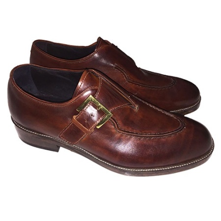 MOCASSINI UOMO CON FIBBIA IN PELLE DIPINTI A MANO GAROFALO GIANBATTISTA ARTIGIANALI MADE IN ITALY - Img 2