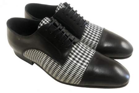 SCARPE UOMO STRINGATE IN PELLE E TESSUTO GAROFALO GIANBATTISTA ARTIGIANALI MADE IN ITALY - Img 2