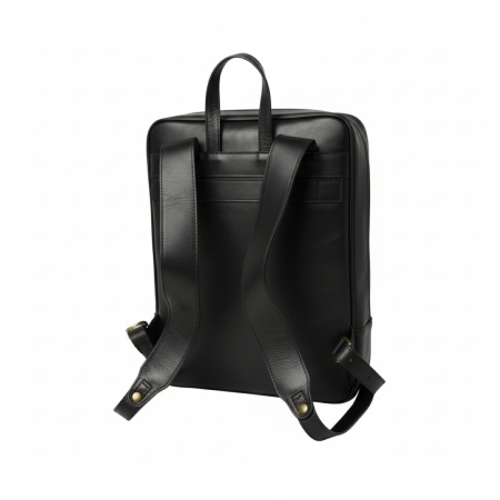 Zaino in pelle con fascia per trolley - nero - Img 2