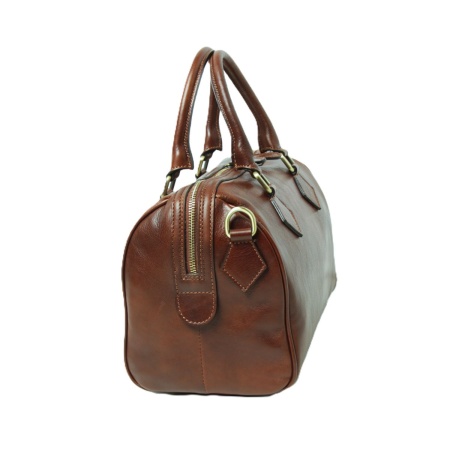 Bauletto due manici in pelle - marrone - Img 3