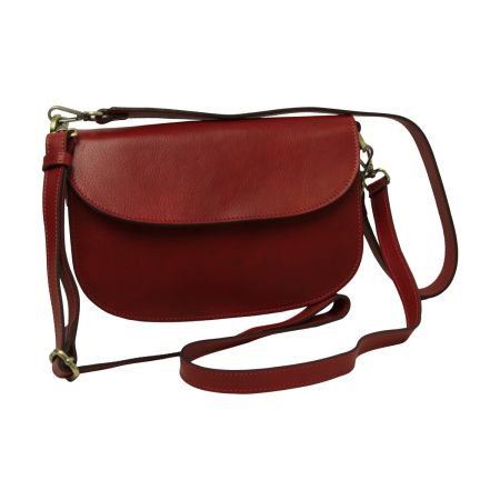 Borsa a tracolla due fianchi in vitello pieno fiore-Rosso - Img 3