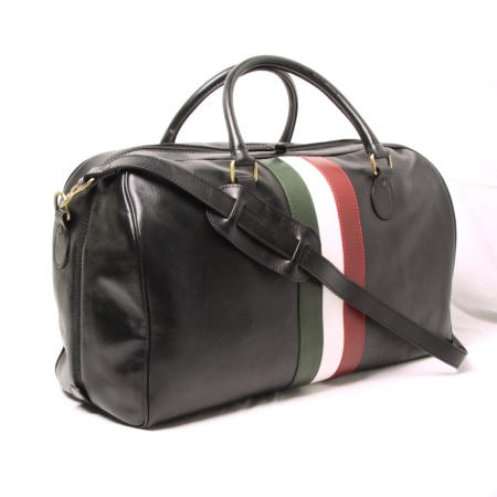 Borsa da viaggio in pelle pieno fiore - nero con bandiera Italia - Img 2