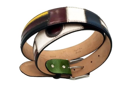 CINTURA UOMO 4 CM PATCHWORK ORIONE BELTS BANDIERE MONDO IN PELLE ANTICATA ARTIGIANALE MADE IN ITALY - Img 4