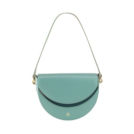DUDU Borsa Donna a Tracolla in Vera Pelle, Mezzaluna Rigida, Made in Italy, Borsetta con Patta e Doppia Tracolla, Chiusura Magnetica