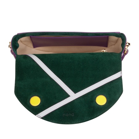 DUDU Borsa Donna a Tracolla in Vera Pelle, Mezzaluna Rigida, Made in Italy, Borsetta con Patta e Doppia Tracolla, Chiusura Magnetica - Img 5