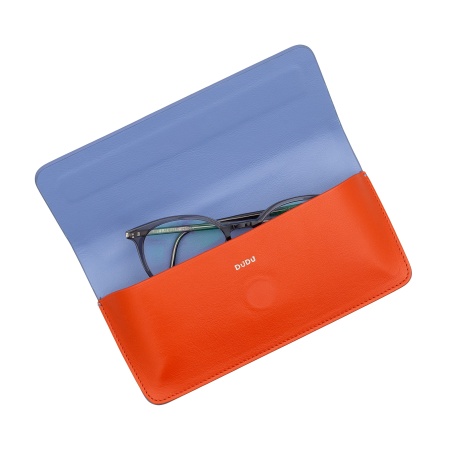 DUDU Custodia Porta Occhiali da Vista e Occhiali da Sole in Vera Pelle Morbida con Chiusura Magnetica, Astuccio Portaocchiali Colorato - Img 3