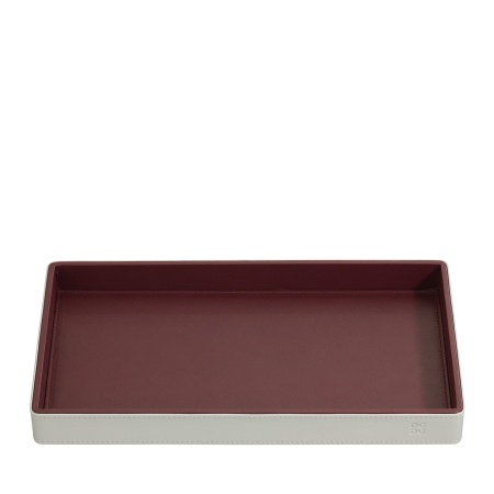 DUDU Vassoio Portaoggetti in Legno Rivestito in Vera Pelle, Vassoio Decorativo per la Casa, 27 x 15 cm, Accessorio di Home Design - Img 2