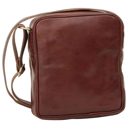 Messenger in pelle con chiusura a zip (Piccola). Marrone - Img 2