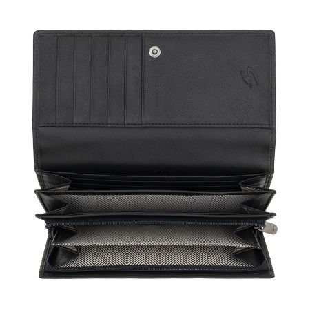 Nuvola Pelle Portafoglio Donna Grande in Pelle – Portamonete e Porta Carte Capiente con Scomparti Multipli ed Elegante Chiusura a Bottone - Img 4