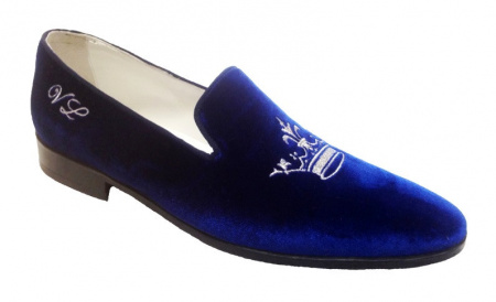 PANTOFOLE UOMO CHIUSE IN VELLUTO PERSONALIZZABILI CON RICAMO CORONA GAROFALO GIANBATTISTA ARTIGIANALI MADE IN ITALY - Img 3