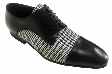 SCARPE UOMO STRINGATE IN PELLE E TESSUTO GAROFALO GIANBATTISTA ARTIGIANALI MADE IN ITALY - Img 3