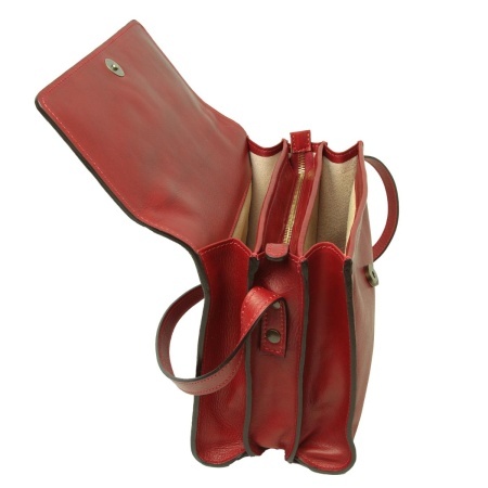 Borsa a tracolla di vitello pieno fiore-Rosso - Img 2