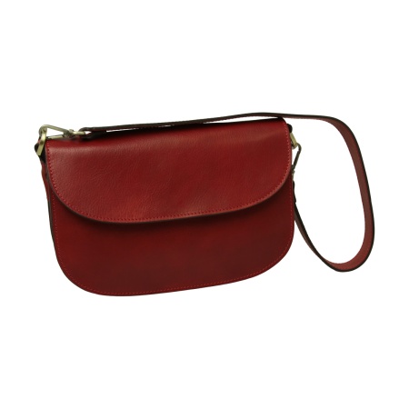 Borsa a tracolla due fianchi in vitello pieno fiore-Rosso - Img 7