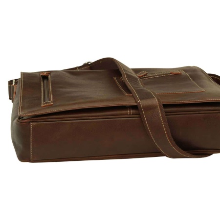 Borsa tracolla in pelle. Marrone Scuro - Img 4