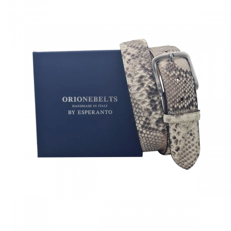 CINTURA UOMO 4 CM PATCHWORK ORIONE BELTS IN PITONE ARTIGIANALE MADE IN ITALY - Img 4