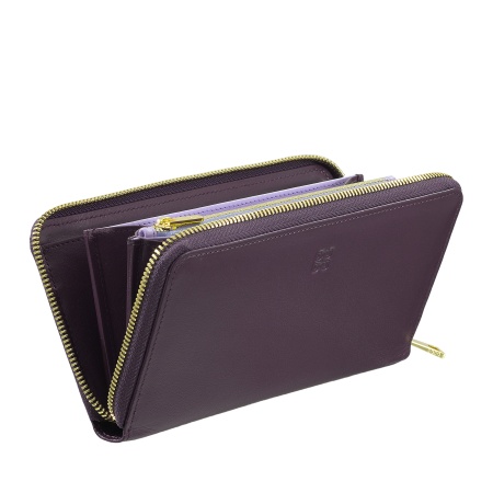 DUDU Portafoglio donna grande RFID di vera pelle colorato zip around - Img 3