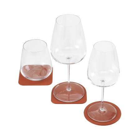 DUDU Set di 3 Sottobicchieri in Morbida Pelle Colorati, Bifacciale Double Face, di Forma Quadrati Rotondi, 9,5x9,5 cm, Design Elegante - Img 3