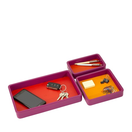 DUDU Set Svuotatasche in Pelle da 3pz, Vassoio Portaoggetti da Tavolo Casa Scrivania Ufficio, Porta Chiavi, Monete, Telefono - Img 4