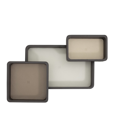 DUDU Set Svuotatasche in Pelle da 3pz, Vassoio Portaoggetti da Tavolo Casa Scrivania Ufficio, Porta Chiavi, Monete, Telefono - Img 3