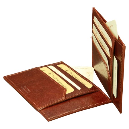 Porta carte di credito in vera pelle. Marrone con RFID - Img 2