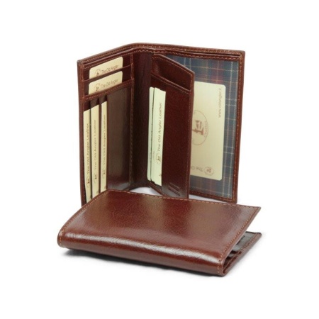 PORTACARTE IN PELLE CON TASCHE LUCE-MARRONE - Img 2