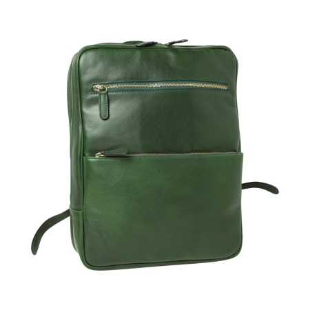 Zaino in pelle con fascia per trolley - verde - Img 7