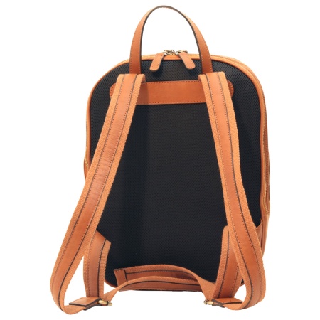 Zaino in pelle con tasca con zip frontale. Marrone Coloniale - Img 5