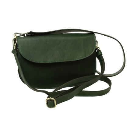 Borsa a tracolla due fianchi in vitello pieno fiore-Verde - Img 2