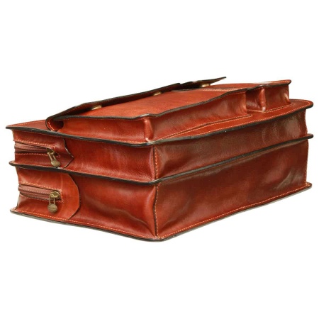 Cartella in pelle con 2 tasche frontali. Marrone - Img 3