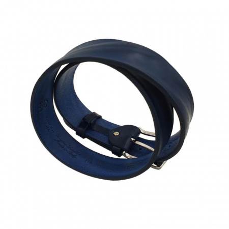 CINTURA UOMO 4 CM IN CUOIO DI TORO PLISSE' ORIONE BELTS ARTIGIANALE MADE IN ITALY - Img 3