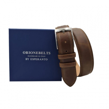 CINTURA UOMO 4 CM IN PELLE ORIONE BELTS ARTIGIANALE MADE IN ITALY - Img 4
