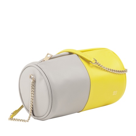 DUDU Borsa Donna Cilindrica in Pelle, Borsa a Tracolla con Catena e Pelle, Borsa a Cilindro Piccola Fashion Elegante con Cerniera - Img 2