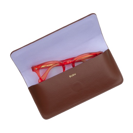 DUDU Custodia Porta Occhiali da Vista e Occhiali da Sole in Vera Pelle Morbida Stampata con Chiusura Magnetica, Astuccio Portaocchiali Bicolore - Img 3