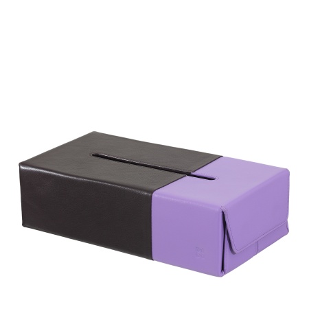 DUDU Porta Fazzoletti in Vera Pelle Nappa Bicolore – Elegante Design da Tavolo per Casa, Ufficio o Studio – Stile Moderno