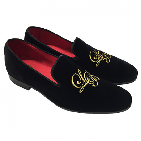 PANTOFOLE CHIUSE IN VELLUTO PERSONALIZZABILI CON INIZIALI GAROFALO GIANBATTISTA ARTIGIANALI MADE IN ITALY - Img 2