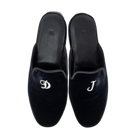 PANTOFOLE UOMO IN VELLUTO GEDA PERSONALIZZATE CON INIZIALI MADE IN ITALY - Img 2