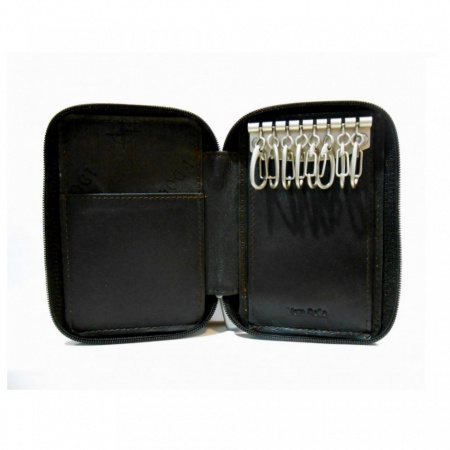 PORTACHIAVI CORTO IN PELLE A 8 GANCI CON ZIP TONY PEROTTI - Img 3