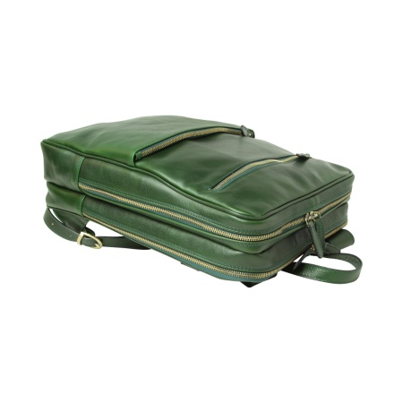 Zaino in pelle con fascia per trolley - verde - Img 5