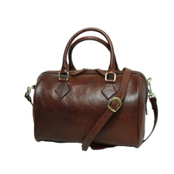 Bauletto due manici in pelle - marrone