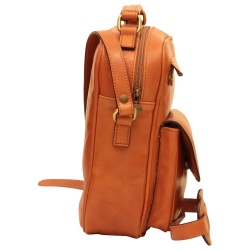 Borsa a tracolla con tasca frontale. Marrone Coloniale - Img 5