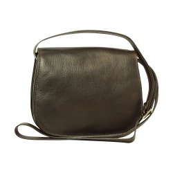 Borsa a tracolla da donna in pelle di vitello pieno fiore-Testa moro